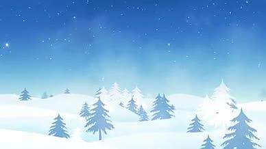 冬天雪地雪景飘雪森林led背景视频视频的预览图